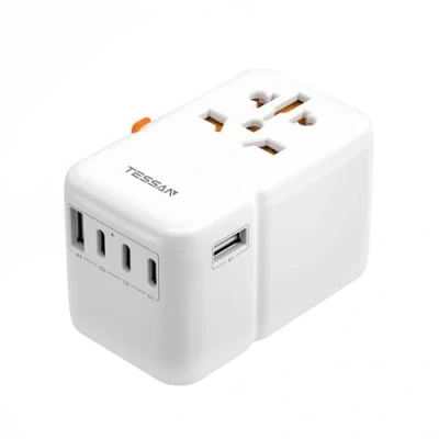 Abbildung von TESSAN 85W GaN Reiseadapter Weltweit, Schnellladung Adapter, Stromadapter mit 3 USB C und 2 A, Reisestecker für USA UK Italien Thailand Kanada Japan Australien, Steckdosenadapter
