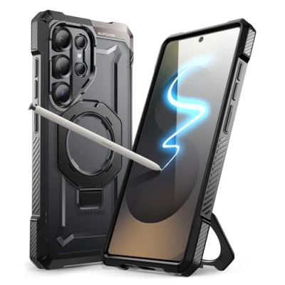 Abbildung von SupCase für Samsung Galaxy S25 Ultra Hülle mit Ständer, Slim Schutzhülle Case (Unicorn Beetle Grip) S Pen Friendlich [Kompatibel MagSafe] Magnetisch Handyhülle Backcover (Schwarz)