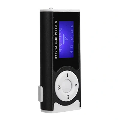 Abbildung von MP3 Player, Tragbarer Sport Taschenlampen Musik Player Back Clip LCD Bildschirm Media Player(schwarz)
