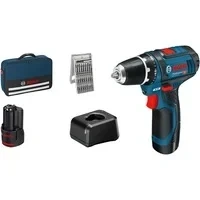 Abbildung von BOSCH GSR 12V 15 0 601 868 10H Akkuschrauber 10 mit Batterie, Ladegerät, Zubehör 30