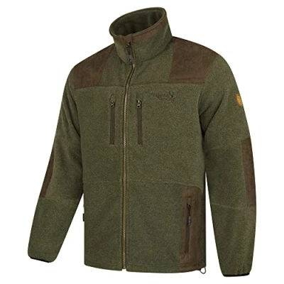 Abbildung von Hubertus Herren Fleece Jagdjacke mit Besätzen an Schultern und Ellenbogen Oliv Braun, Modell Zabelstein (XXL)