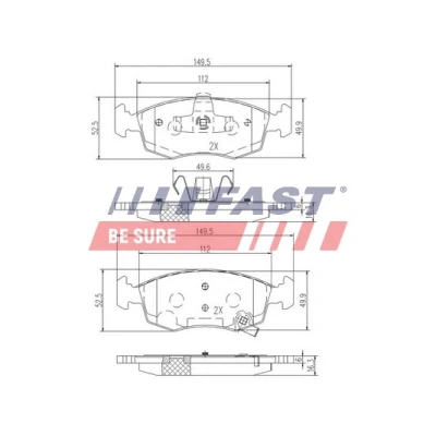 Abbildung von FAST FT29042 Bremsbelagsatz Vorderachse mit akustischer Verschleißwarnung FIAT: Panda III Schrägheck, LANCIA: Ypsilon II,
