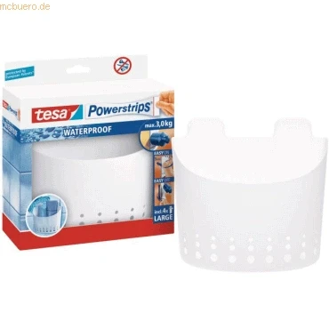 Abbildung von tesa Duschkorb Powerstrips ohne Bohren groß rund (Set, 1 St), selbstklebend, wieder ablösbar, bis 3 kg