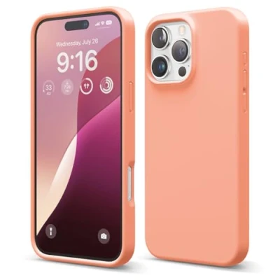 Abbildung von elago Premium Liquid Silikon Hülle Kompatibel mit iPhone 16 Pro Max Hülle, Ganzkörper Handyhülle, Stoßfest, Schlanke Kratzfester weicher Mikrofaser Innenfutter, 6.9 Zoll (Koralle)