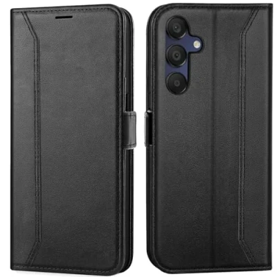 Abbildung von Verco Handyhülle für Samsung Galaxy A35 5G, Premium Klapphülle Handy Flip Case 5G Hülle Book Tasche, Schwarz