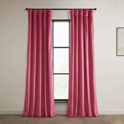 Abbildung von HPD Half Price Drapes Heritage Plüsch Samtvorhänge, 213 cm, Raumverdunkelungsvorhänge für Schlafzimmer und Wohnzimmer, 127 x (1 Bahn), Dunkelrosa