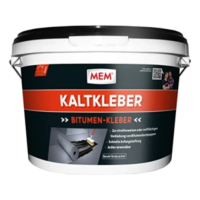 Abbildung von MEM Kaltkleber, Zur Verklebung und Reparatur von Bitumendachpappen, Mit schneller Anfangshaftung, Lösemittelfrei, 3 kg, Schwarz