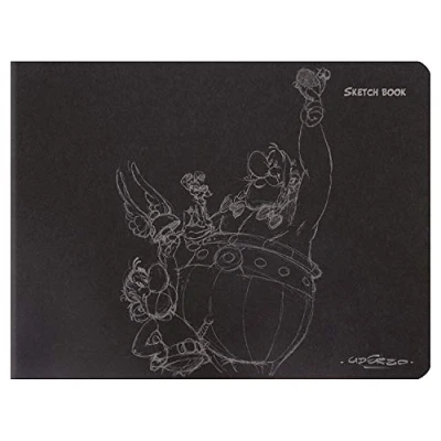Abbildung von Clairefontaine 813001C Notizheft &#039;&#039;Asterix 3 Sketchbook&#039;&#039; 30 Blatt Zeichenpapier Sketch blanko elfenbein, 21x16 cm, Querformat, schwarzer Einband und mit Skizzenmotiv, Motive sortiert, 1 Stück