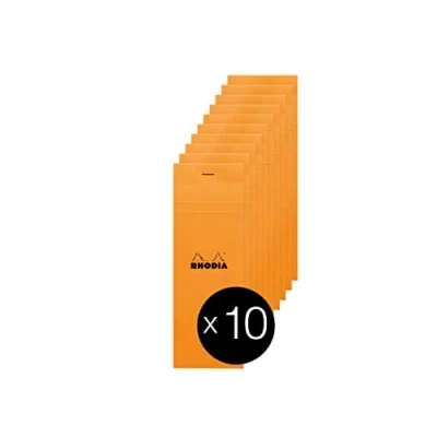 Abbildung von Rhodia 8200C Packung mit 10 Notizblöcken Einkaufsblock No.8 7,4x21cm 80 Blätter kariert 80g, Orange, 1 Pack