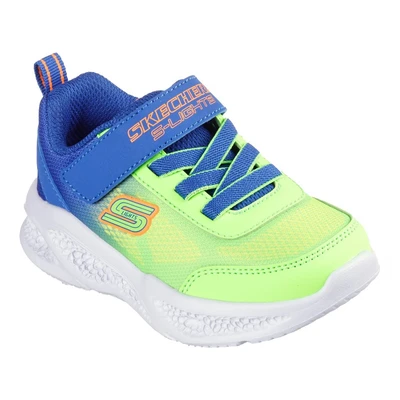 Abbildung von Skechers Meteorlights Sneaker low für Kinder, Größe: 23, Blue/lime textile/orange Schuhe