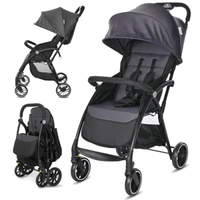 Abbildung von Lorelli Kinderwagen Fresh, Sport Buggy klein zusammenklappbar, nur 5,9kg, kompakter Sportsitz bis 22kg, Baby Reisebuggy mit Flaschenhalter, Einhand Klappsystem, grau