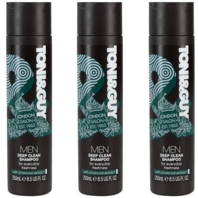 Abbildung von 3x Toni&amp;Guy Men Deep Clean Tiefenreinigendes Shampoo mit Kohleextrakt,250ml (3er Pack)