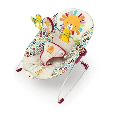 Abbildung von Bright Starts, Babywippe, Playful Pinwheels mit Vibrationen, abnehmbarem Spielbogen und interaktiven Spielzeugen