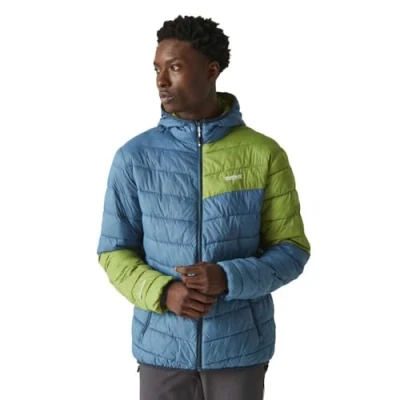 Abbildung von Regatta Herren Men&#039;s Hooded Jacket HillPack II Packaway Wattierte Jacke mit Kapuze, Moonlight Denim/Coronet Blue, 3XL