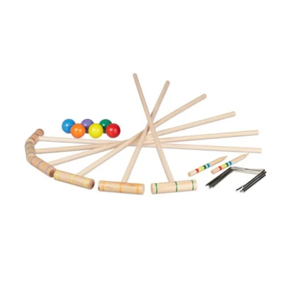 Abbildung von Relaxdays Krocket Spiel, 6 Spieler, Kinder &amp; Erwachsene, Komplettset mit Tasche, Croquet Set Holz, Schläger, Mehrfarbig