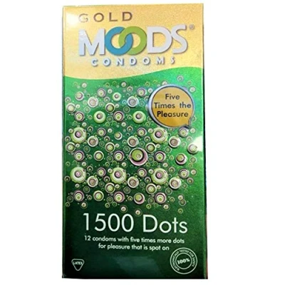 Abbildung von MOODS Condoms Kondome GOLD 1500 Dots Packung mit, 12 St., prickelnde mit Noppen, erleben Sie neue Dimensionen des Vergnügens