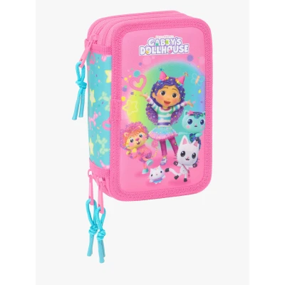 Abbildung von Safta GABBY&#039;S DOLLHOUSE CONFETTI Schulmäppchen mit 37 Utensilien, Federmäppchen für Kinder, ideal Kinder von 5 bis 14 Jahren, bequem und vielseitig, Qualität Widerstandsfähigkeit, 12,5 x 5,5