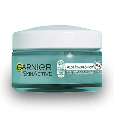 Abbildung von Garnier Hyaluron Aloe Tagescreme mit Vera und Hyaluronsäure, spendet 48h intensiv Feuchtigkeit, pflegt gefüllt