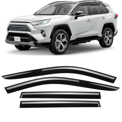 Abbildung von CLIM ART Windabweiser für/kompatible mit Toyota RAV4 2019 2024, SUV Autofenster Regenschutz, Regenabweiser, Anklebbare Deflektoren, 4 Stück, Dunkel