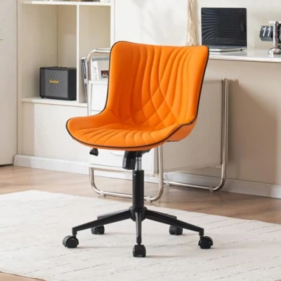 Abbildung von YOUTASTE Bürostuhl Ergonomischer Schreibtischstuhl im Fischschwanz Design, Höhenverstellbarer und Wippfunktion Computerstuhl, Drehstuhl mit Rollen &amp; Rückenlehne, Orange