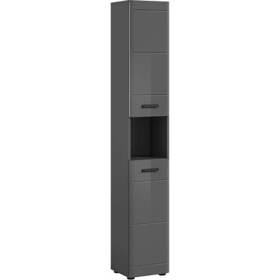 Abbildung von welltime Hochschrank &quot;Doux, Höhe 180 cm, 2 Türen, 1 offenes Fach, 3 Einlegeböden&quot;, Türanschlag wechselbar, MDF Front, Badschrank, Bad Möbel, Badezimmer