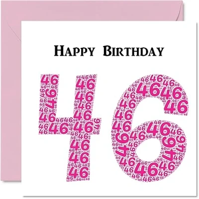 Abbildung von Stuff4 lustige Geburtstagskarte zum 46. Geburtstag für Frau Shapecloud Happy Birthday Karte Vater, Mutter, Bruder, Schwester, Großvater, Oma, Onkel, Tante, 145 mm x Grußkarten,