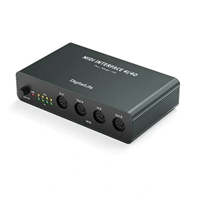 Abbildung von DigitalLife 3 in 1 MIDI Interface (4X4) Switcher Box für professionelle Produzenten Merge, Thru, USB MIDI, Metall