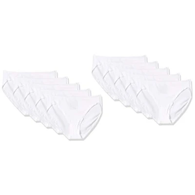 Abbildung von Amazon Essentials Damen Slip aus Baumwolle mit hohem Beinschnitt (in Übergröße erhältlich), 10er Pack, Weiß, 40