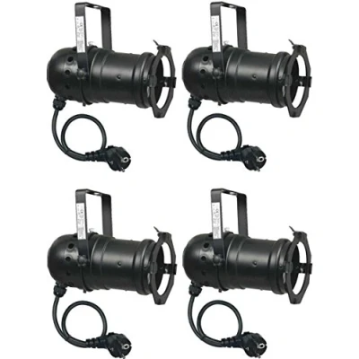 Abbildung von Varytec 1247 4 x PAR 30 Spot Light Scheinwerfer SCHWARZ black mit E 27 Fassung &amp; Kabel Schuko Stecker