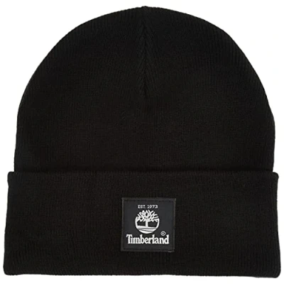 Abbildung von Timberland Unisex Erwachsene Short Watch Cap with Woven Label Hut für kaltes Wetter, Dunkelgrau, Einheitsgröße