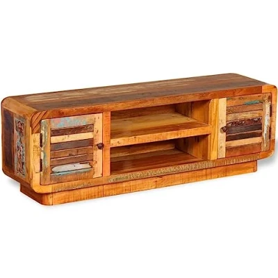 Abbildung von vidaXL Massivholz TV Schrank Fernsehtisch Lowboard Sideboard Antik 120x30x40 cm