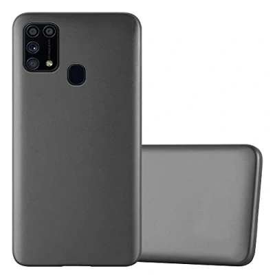 Abbildung von Cadorabo Hülle kompatibel mit Samsung Galaxy M31 Schutzhülle TPU Silikon Case Metallic Design Slim Kratzfest Weiche Gummi Rundumschutz für in Grau