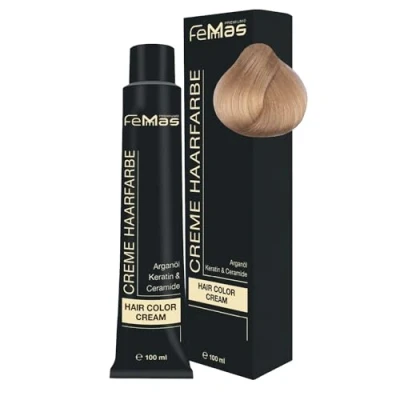 Abbildung von FemMas Premium Haarfarbe Hair Color Cream 100ml Hell Lichtblond Gold 10.3