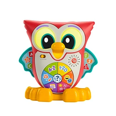 Abbildung von Fisher Price BlinkiLinkis Schlaue Eule, Italianische Version, interaktives Lern Spielzeug mit Musik, Lichtern, Melodien und Sätzen, Babyspielzeug für Kinder ab 18 Monaten, HJN64