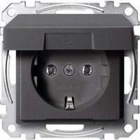 Abbildung von Schneider Electric Merten MEG2311 0414 SCHUKO Steckdose mit Klappdeckel, Schutzkontaktsteckdose,Steckklemmen, anthrazit, System M