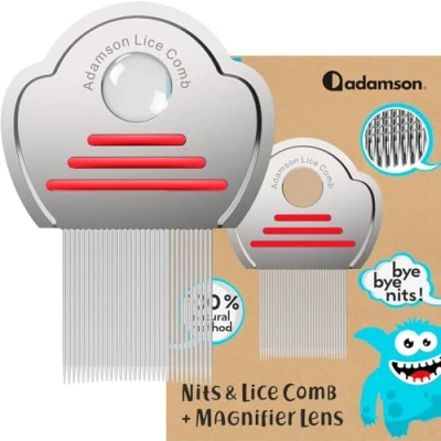 Abbildung von Adamson Läusekamm Kinder Lice Comb Edelstahl Nissenkamm Extra Fein Effektiver Langlebig und Leicht zu Reinigen Rot