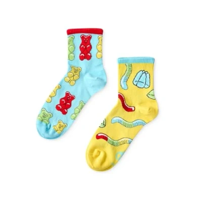Abbildung von Dedoles Socken Unisex Damen Herren &amp; Kinder Baumwolle viele lustige Designs 1 Paar Geschenk links rechts verschieden, Farbe: Mehrfarbig, Motiv: Gummibärchen (Crewsocken), Gr. 39 42