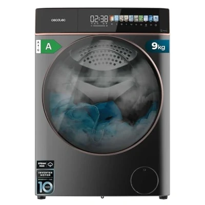 Abbildung von Cecotec Waschmaschine 9 kg Frontlader Bolero DressCode 9900 Inverter FullColor Steel A. Edelstahl Finish, 1400 U/min, 10,3&quot; Display, 11 Programme, Inverter, SteamMax, Klasse A