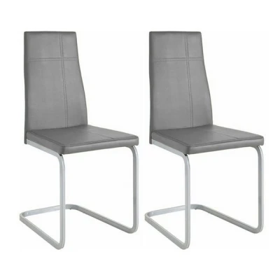 Abbildung von riess ambiente Freischwinger ORLANDO grau · Esszimmerstühle aus Kunstleder mit Metallgestell (Set, 2 St), Bürostühle Set Wippfunktion Ziernähte Modern Design Stahl