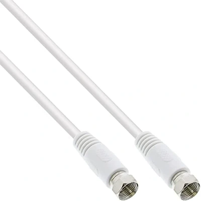 Abbildung von InLine 69350 SAT Anschlusskabel, 2x geschirmt, F Stecker, &gt;75dB, weiß, 0,5m