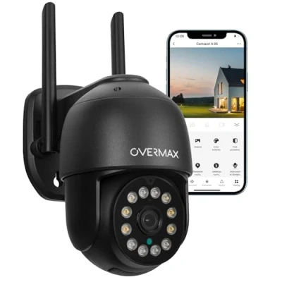 Abbildung von Overmax CAMSPOT 4.95 Überwachungskamera (Innenbereich, Aussenbereich, Set, Smart Wi Fi PTZ Kamera, Netzkabel mit Adapter, Montagesatz, 2560 x 1440 QHD/2.5K Video, Beste Multifunktionskamera)
