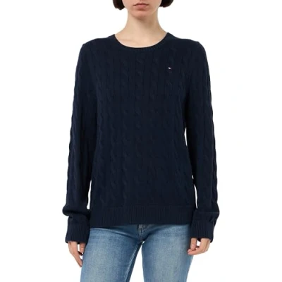 Abbildung von Tommy Hilfiger Curve Cable Strickpullover, Damen, Größe: 48, Dark night navy