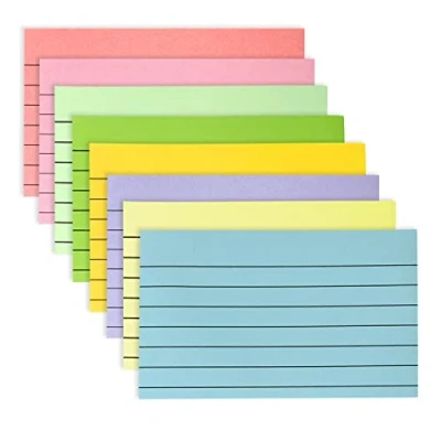 Abbildung von Haftnotizen, 400 Blatt Linierte 8 Farben Bunte Sticky Notes 76 x 127 mm Selbstklebende Klebezettel für Büro Zuhause Schule Sitzung