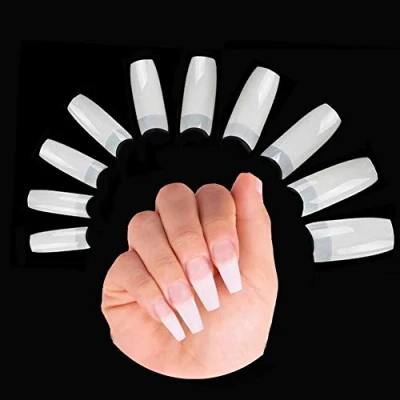 Abbildung von 500 Stück Acryl Falsche Künstliche Nägel Tips, Natürliche Kunst Gefälschte Tipps Fake Nail Tips für Damen