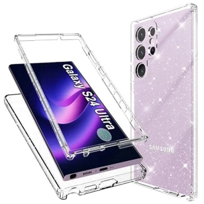 Abbildung von Mosoris Handyhülle für Samsung Galaxy S24 Ultra Hülle Glitzer un mit Eingebautem Displayschutz Stoßfest Schutzhülle Soft Silikon Bumper Transparent Slim Flexible TPU Case Cover