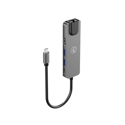 Abbildung von Mobility Lab USB C Hub Adapter 5 in 1 100W HDMI, Anschluss, 2X 3.0, Ethernet Schnelle Internetgeschwindigkeit 10/100/1000MB/s und HDMI 4K kompatibel mit Windows macOS