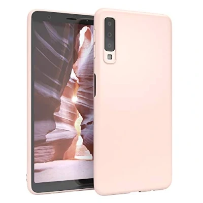 Abbildung von EAZY CASE Handyhülle Silikon mit Kameraschutz kompatibel Samsung Galaxy A7 (2018) in Hellrosa, Rosa, Ultra dünn, Slimcover, Silikonhülle, Hülle, Softcase, Backcover