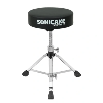 Abbildung von SONICAKE Schlagzeughocker Höhenverstellbar von 43 60cm Drumhocker faltbar mit rutschfest gepolsterter Sitzfläche Extra Dicke 8cm Polsterung Schwarz