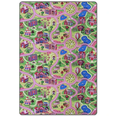 Abbildung von Primaflor Spielteppich SWEET CITY 200x300 cm Straßenteppich mit Märchen Motiv in Rosa Made EU Kinderteppich Straßen für Mädchen Fußbodenheizung Kurzflor Teppich Kinderzimmer