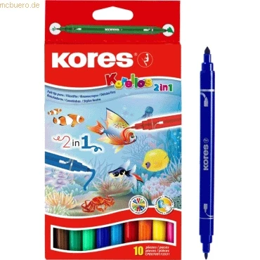 Abbildung von Kores Fasermaler Korellos 2 in 1 spitz/breit VE=10 Stück